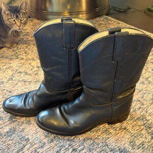 Vintage Justin Black Leather Cowboy Boots | Women’s 7 | Dance-Friendly Soles